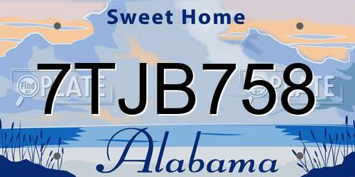 7TJB758 Alabama License Plate