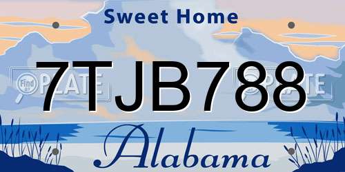 7TJB788 Alabama License Plate