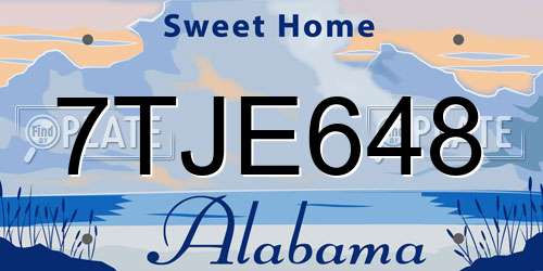 7TJE648 Alabama License Plate