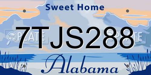 7TJS288 Alabama License Plate