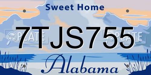 7TJS755 Alabama License Plate