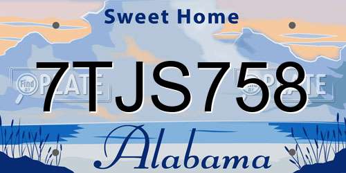 7TJS758 Alabama License Plate
