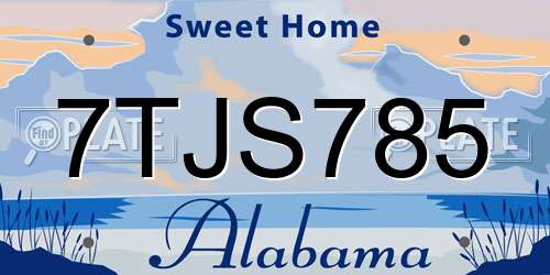 7TJS785 Alabama License Plate