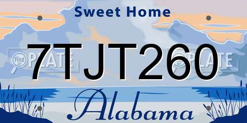 7TJT260 Alabama License Plate