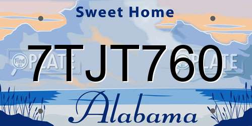 7TJT760 Alabama License Plate