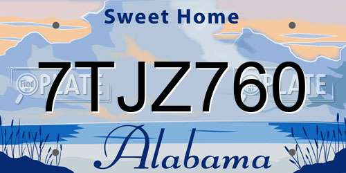 7TJZ760 Alabama License Plate