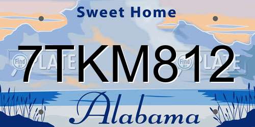 7TKM812 Alabama License Plate