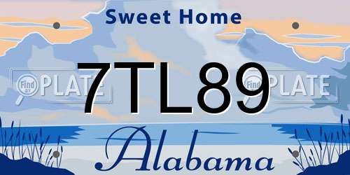 7TL89 Alabama License Plate