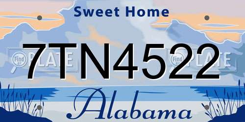 7TN4522 Alabama License Plate