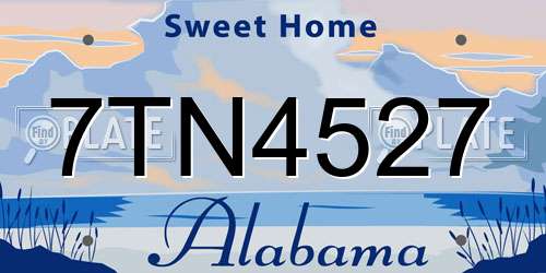 7TN4527 Alabama License Plate