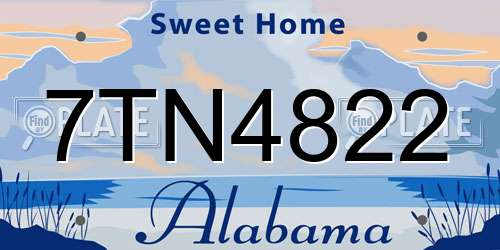 7TN4822 Alabama License Plate