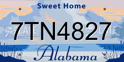 7TN4827 Alabama License Plate