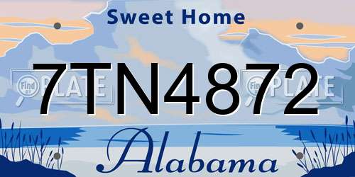 7TN4872 Alabama License Plate