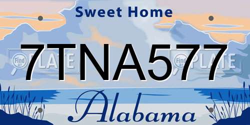 7TNA577 Alabama License Plate