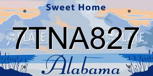 7TNA827 Alabama License Plate
