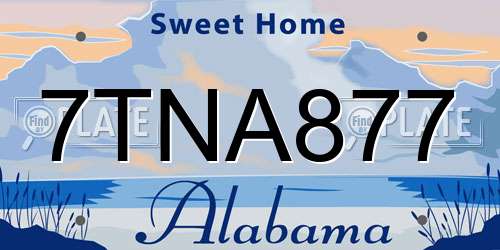 7TNA877 Alabama License Plate
