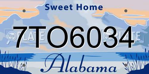 7TO6034 Alabama License Plate