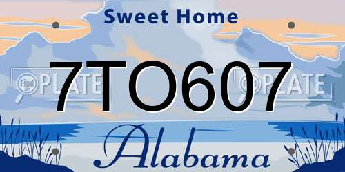 7TO607 Alabama License Plate
