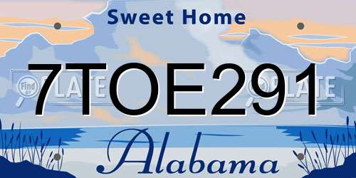 7TOE291 Alabama License Plate
