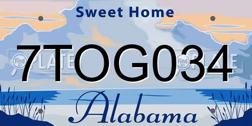 7TOG034 Alabama License Plate