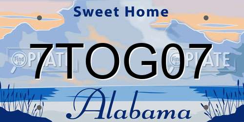 7TOG07 Alabama License Plate