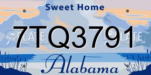 7TQ3791 Alabama License Plate