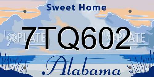 7TQ602 Alabama License Plate