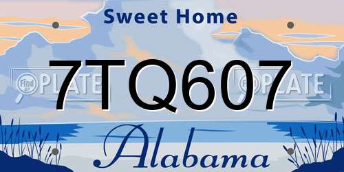 7TQ607 Alabama License Plate