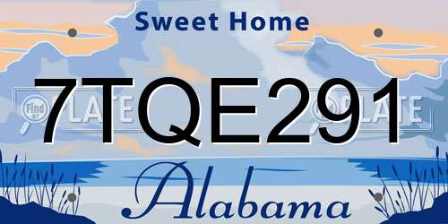 7TQE291 Alabama License Plate