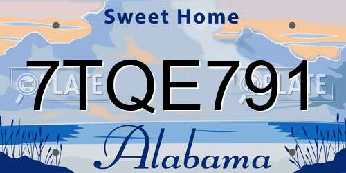 7TQE791 Alabama License Plate