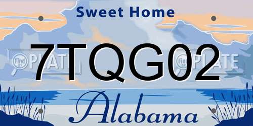 7TQG02 Alabama License Plate