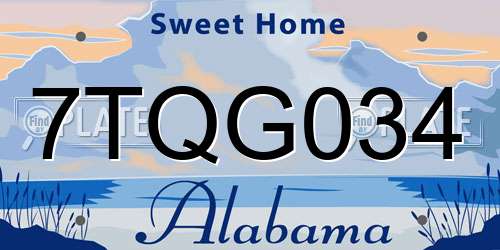 7TQG034 Alabama License Plate