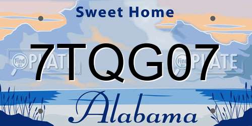 7TQG07 Alabama License Plate