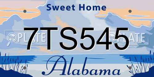 7TS545 Alabama License Plate