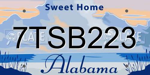 7TSB223 Alabama License Plate