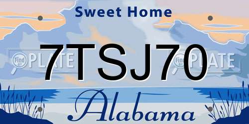 7TSJ70 Alabama License Plate