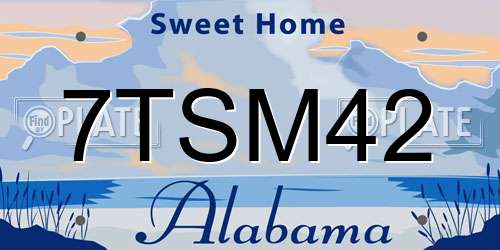 7TSM42 Alabama License Plate