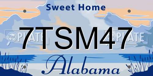 7TSM47 Alabama License Plate