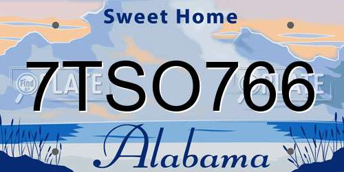 7TSO766 Alabama License Plate
