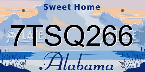 7TSQ266 Alabama License Plate