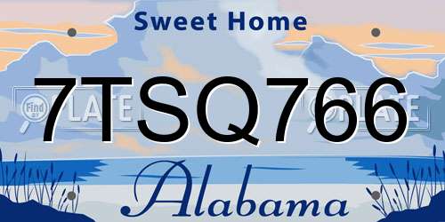 7TSQ766 Alabama License Plate