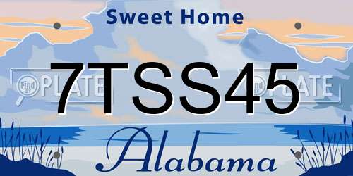 7TSS45 Alabama License Plate