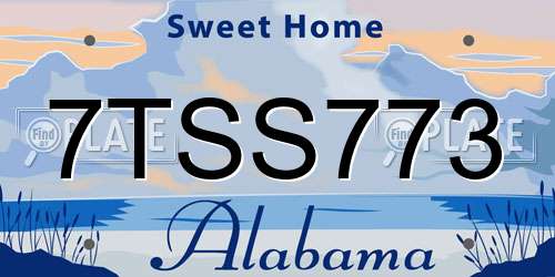 7TSS773 Alabama License Plate