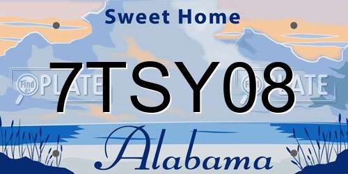7TSY08 Alabama License Plate