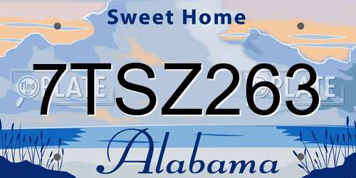 7TSZ263 Alabama License Plate