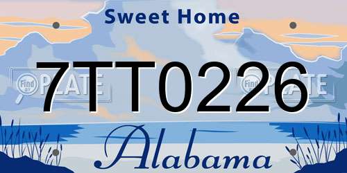 7TT0226 Alabama License Plate