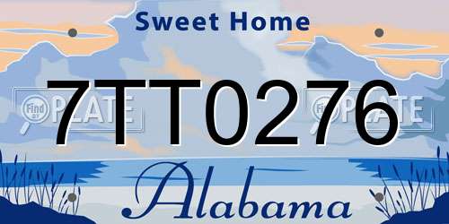 7TT0276 Alabama License Plate