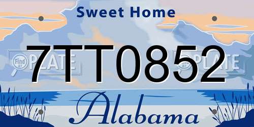 7TT0852 Alabama License Plate