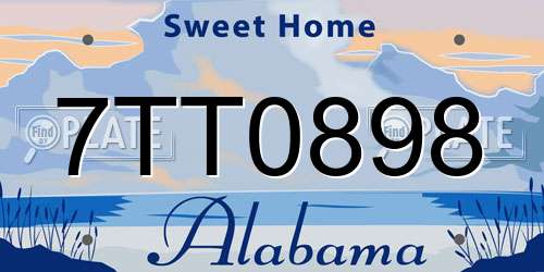 7TT0898 Alabama License Plate