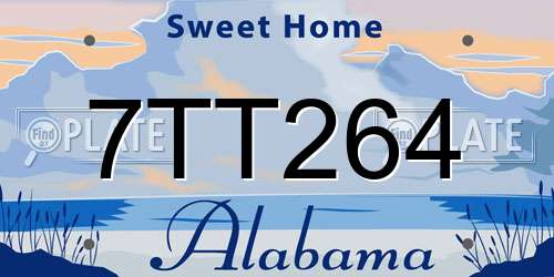 7TT264 Alabama License Plate